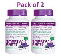 SmartyPants Probiotic + Prebiotic Immunity Gummies for Adults: 7 billion CFU + Wellmune Prebiotic, VEGETARIAN, NON-GMO, GLUTEN-FREE, ALLERGEN-FREE; Blueberry Flavor; 30 Day Supply (Pack of 2)