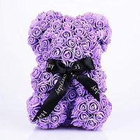 Lovely Bear Dolls Foam Gift Romantic Love Artificial Rose Bear Wedding Decor Toy Girlfriend Simulated Valentine's Day Bear (Purple)