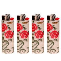 4 x BIC Cutting Edge Special Edition Lighters -"Stitch Rose"