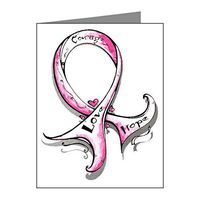 Note Cards (10 Pack) Cancer Pink Ribbon Courage Love Hope
