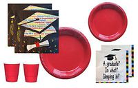 Graduation Party Supplies 2019 Black Blue Red Multi Colored Disposable Tableware Large And Small Plastic Plates Napkins Cups For 18-20 Guests