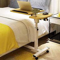 Overbed Table Adjustable Medical Bedside Table, Movable Computer Desk Sofa with Wheels, Household, Simple Food Tray Rolling Quick and Easy Assembly (Color : B)