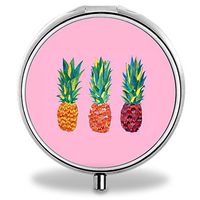 Custom Wanchang Pill Case, Pineapple Round Compact 3 Metal Portable Pill Container for Daily Use