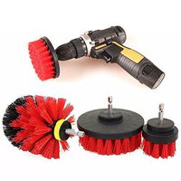 Power Scrubber Cleaning Kit DDSKY 3-Pack Drill Powered Brush with Quick Change Shaft - Perfect for Cleaning Kitchen, Bathroom, Shower, Grout, Floor, Tile, Corners (Red)