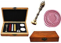 MNYR Vintage Olive Wreath Decorative Nature Luxury Wood Box Silver Metal Peacock Wedding Invitations Gift Cards Paper Stationary Envelope Custom Wax Seal Sealing Stamp Sticks Melting Spoon Box Kit