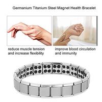 Jacksking Magnetic Bracelet, Germanium Titanium Steel Strength Bracelet Magnet Health Healthing Jewelry for Pain Relief(Silver)