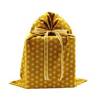 Gold Stars Reusable Fabric Gift Bag for Birthdays, Graduation, Christmas or Any Occasion (Large 20 Inches Wide by 27 Inches High)