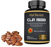 VitalHarvest CLA 1500, High Potency, Natural Muscle Growth & Fat-Loss Supplement, Exercise Enhancing, Non-Stimulating, Non-GMO, Gluten-Free, 100% Safflower Oil, 120 Count