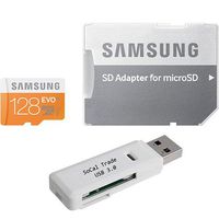 Samsung 128GB MicroSD XC Evo Class 10 UHS-1 TF MicroSDHC TransFlash High Speed Memory Card MB-MP128DA 128G 128 GB GIGS (M.E128V.605.RT.557) with high speed 3.0 USB SoCal Trade© SCT Dual Slot MicroSD & SD Memory Card Reader - Retail Packaging