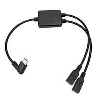 Poyiccot Type C Male Splitter Cable, 2 in 1 USB C to USB C Y Splitter Cable, USB 3.1 Type C Male to 2 Female Extension Charging Cable Black(40cm/1.3ft)