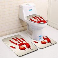 Pgojuni Blood Handprint Bathroom Toilet Three Piece Floor Mat Door Mat Bathroom Carpet (B)