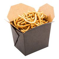8-OZ Square Noodle Take Out Food Container: Perfect for Take Out Restaurants - Black with Kraft Brown Interior - Easy Fold and Close -  Disposable and Recyclable - 200ct - Restaurantware