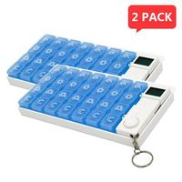 YepLife Automatic Pill Dispenser, Round Weekly 7-Day 28 Grids Electric Medicine Pill Organizer Case with Removable LED Alarm Timer (Blue)