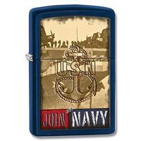 Zippo US Navy Logo Windproof Lighter, Blue Matte