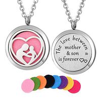 Kissreason Stainless Steel Mom Mother and Son Aroma Aromatherapy Essential Oil Diffuser Necklace