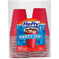 Hefty Party On Red Plastic Cups, 18 Ounce, 30 Cups
