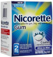 Nicorette OTC Stop Smoking Nicotine Gum, 2mg-White Ice Mint-160 ct. (Quantity of 1)