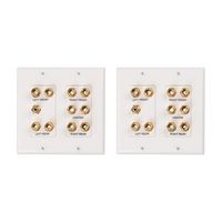 Buyer's Point 5.1 Speaker Wall Plate, Premium Quality Gold Plated Copper Banana Binding Post Coupler Type for 5 Speakers and 1 RCA (2 Pack)