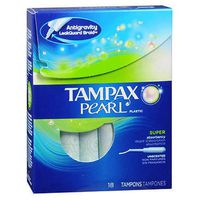 Tampax Pearl Tampons With Plastic Applicators Super Absorbency, Unscented 18 Count (Pack of 3)