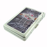 Perfection In Style Metal Cigarette Case with Built in Lighter Vintage Boxing Design 005