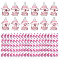Migavan Candy Jar Small£¬12pcs Cute Milk Bottle Style Candy Box Jar Storage Container with 100pcs Acrylic Nipple Pacifier for Baby Shower Birthday Party Supplies Pink