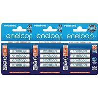 12 Panasonic Eneloop AAA BK-4MCCE/4BE 750 mAH Rechargeable Batteries