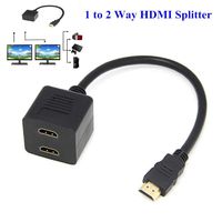 Double HDMI Adapter for TV, HDMI Male to Dual HDMI Female 1 to 2 Way HDMI Splitter Adapter Cable for HDTV, Support Two TV displays at The Same time, HDMI Splitter 1 in 2 Out (Black)