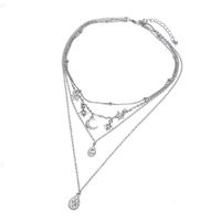 Tanwpn New Women Metal Moon Star Layered Necklace Chain Personality Long Pendant Jewelry Gift