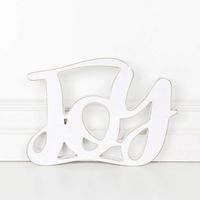 11" X 7.5" X 1" Wood Cutout (Joy), White - 70401