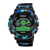 XGUMAOI Mens Digital Luminous LED Analog Quartz Watches Alarm Date Sports Wrist Watch (Blue)