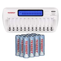 TN160 12-Bay AA/AAA NiMH/NiCD LCD Charger + 12AA Tenergy Standard NiMH Rechargeable Batteries