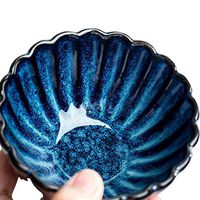 AXZHYX Bowl Japanese Ceramic Noodle Bowl Salad Bowl for Family Gathering Suitable for Dishwasher Microwave Blue Hotel Tableware Home Noodles Boiled Fish Soup Bowl (Color : S, Size : 4 Packs)