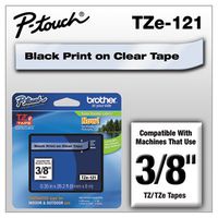 Brother BRT-TZE121 TZe Replacement Tapes, 9mm, Black on Clear