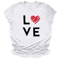 ⭐LIM&SHOP⭐ Womens Love Short Sleeve T-Shirt Funny Tees Letters Print O-Neck Casual Summer Tops Shirt Valentine's Day