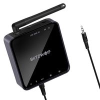 BlitzWolf Bluetooth 5.0 Transmitter Receiver, 164ft Long Range 2 in 1 Wireless Audio Adapter, Low Latency, Dual Stream, 17-Hour Play Time for TV Home/Car Stereo System