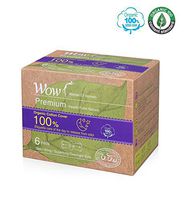 Wow Organic Sanitary Pads for Women 100% USDA Certified Cotton Overnight Super Long Size, Slim Natural Sanitary Napkins with Wings 16.9"(43cm) for Sensitive Skin (12 Total), Pack of 2