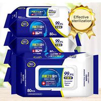 Qinlorgo 80pcs Wet Wipes Cleaning Hand Sterilizer, 80pcs Wet Wipes Hands Face Skin Cleaning Care First Aid Tissue No Fragrance for Adults Grown-Ups