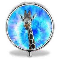 Medicine Pill Boxes Giraffe Unique Round Portable 3 Compartment Metal Pocket Pill Bottle