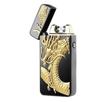 Kivors USB Rechargeable Windproof Flameless Electronic Double Pulse Arc Lighter Belief Chinese Dragon Lighter