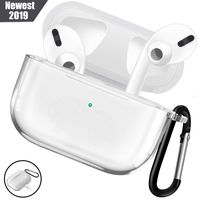 WAAILU Protective Cover Compatible with AirPods Pro Case, Case with Keychain for AirPods 3 Charging Case - 2019 Release Visible Front LED Shock-Absorbing Soft Slim Silicone Case Skin - Clear