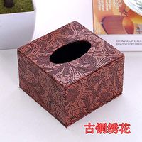 T-ZJHC Creative Napkin Tray Hotel European Small Napkin Tray Square Tray Paper Towel Box, Bronze Embroidery, 12 * 12 * 8.5