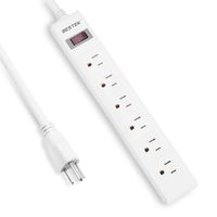 BESTEK TV Power Strip UL & ETL Listed, 6 Outlet 110V 15A Surge Protector Commercial Power Outlet Power Socket with 2.6-Foot Long Power Cord and Straight Power Plug