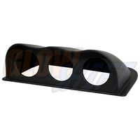 GlowShift Universal Black Triple Gauge Console Dashboard Pod with Dome Lip - Fits Any Make/Model - ABS Plastic - Mounts (3) 2-1/16" (52mm) Gauges to Vehicle's Dash