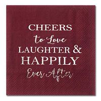 Crisky Bridal Shower Burgundy Silver Napkins Disposable Burgundy Cocktail Beverage Dessert Cake Napkins for Wedding Shower Engagement Party Decorations, Wedding Table Decor, 100 Pcs, 3-Ply