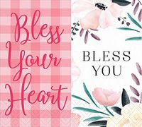 Design Design Hankies Pocket or Purse Tissue Packets Bundle of 6 (Bless Your Heart & Bless You Floral)