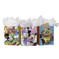 Hallmark 13" Large Disney Jr. Gift Bag with Tissue Paper and Greeting Cards (Pack of 3, Mickey and Friends)