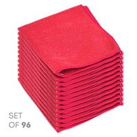 Super Soft Microfiber Cleaning Cloth - Set of 96 Red Washcloths - 12 x 12 Inches - By Etienne Alair
