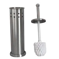 Yvetti Toilet Brush Set Holder Stand Compact Space Saving Sturdy for Bathroom Toilet Clean Tool Silver