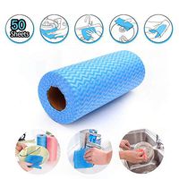 Jieeen Dishcloth Kitchen Towels Reusable Disposable Cleaning Cloths Heavy Duty Eco-Friendly Non Woven Fabric Mutipurpose Handy Wipes 50 pcs/roll (4 Colors, 4 Rolls)