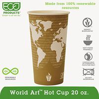 Eco-Products EPBHC20WAPK World Art Renewable & Compostable Hot Cups Convenience Pack - 20 oz, 50/PK